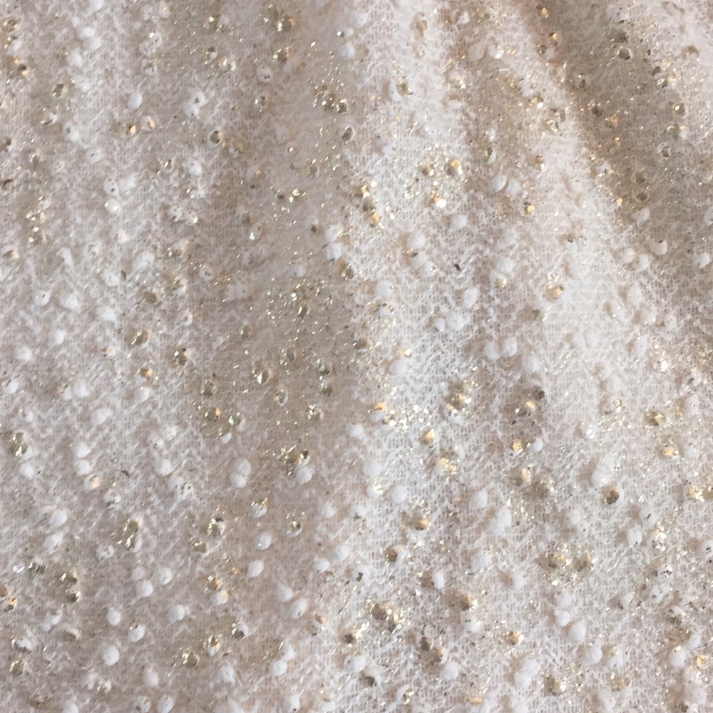 Everly - Ivory & Gold Textured Dress w/ Bow - Picture 5 of 8